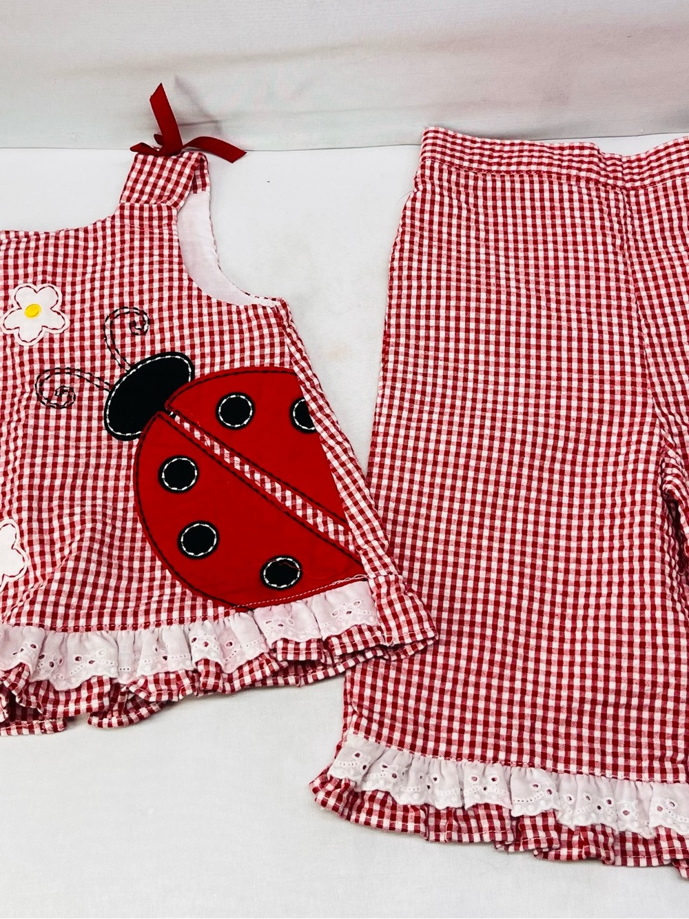 Good Lad Red and White Gingham Dress with Bow Detail